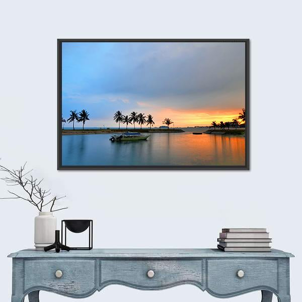 Sunset Over Island Of Malaysia Panoramic Canvas Wall Art-1 Piece-36" x 12"-Tiaracle
