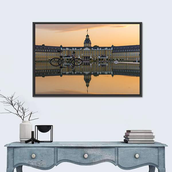 Sunset Over Karlsruhe Palace Canvas Wall Art-1 Piece-Floating Frame-24" x 16"-Tiaracle