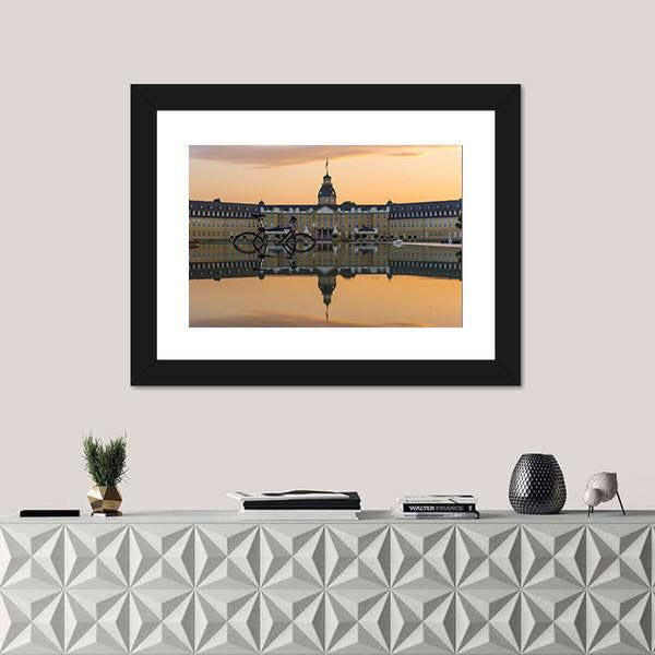 Sunset Over Karlsruhe Palace Canvas Wall Art-1 Piece-Framed Print-20" x 16"-Tiaracle
