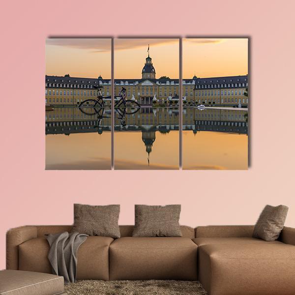 Sunset Over Karlsruhe Palace Canvas Wall Art-3 Horizontal-Gallery Wrap-25" x 16"-Tiaracle
