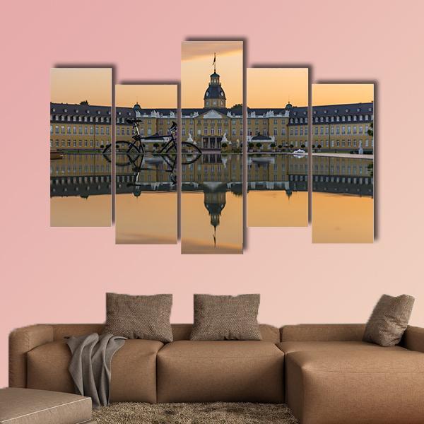 Sunset Over Karlsruhe Palace Canvas Wall Art-5 Pop-Gallery Wrap-47" x 32"-Tiaracle