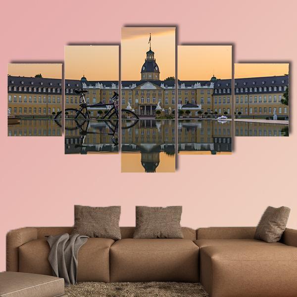 Sunset Over Karlsruhe Palace Canvas Wall Art-5 Star-Gallery Wrap-62" x 32"-Tiaracle