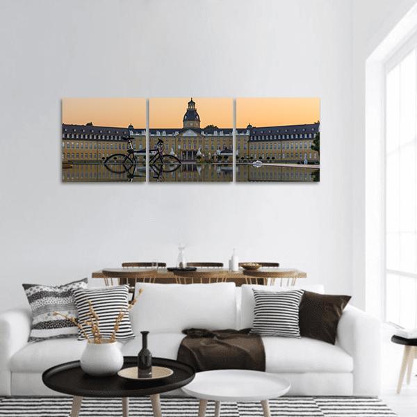 Sunset Over Karlsruhe Palace Panoramic Canvas Wall Art-3 Piece-25" x 08"-Tiaracle