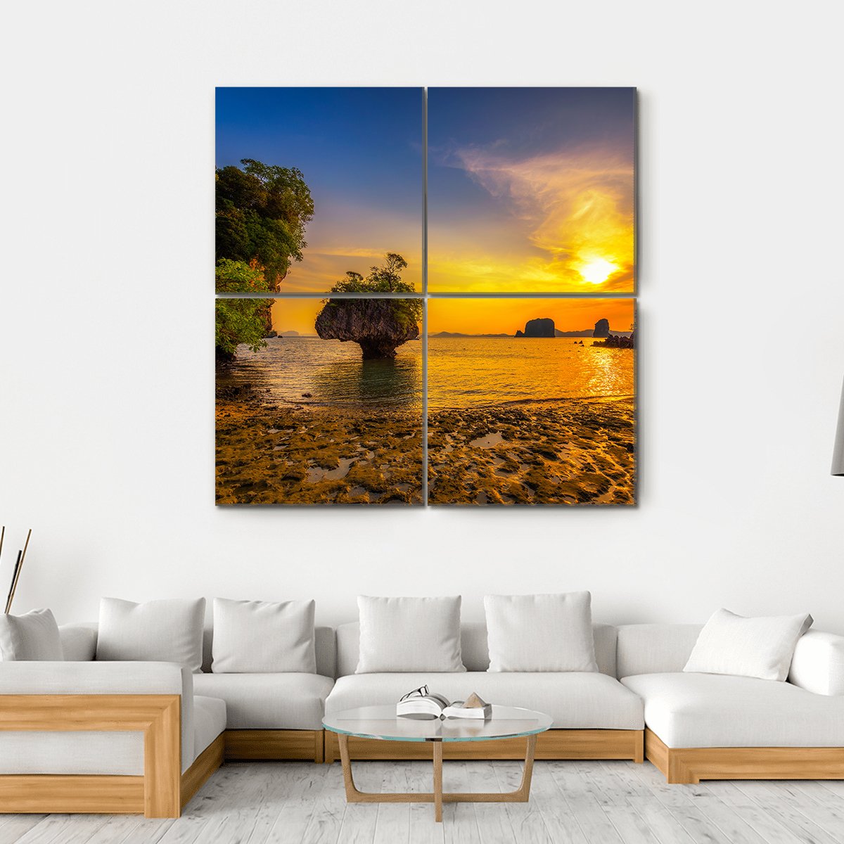 Sunset Over Ko Hong Island Canvas Wall Art-4 Square-Gallery Wrap-17" x 17"-Tiaracle