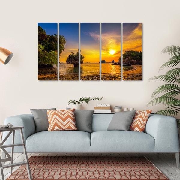 Sunset Over Ko Hong Island Canvas Wall Art-5 Horizontal-Gallery Wrap-22" x 12"-Tiaracle