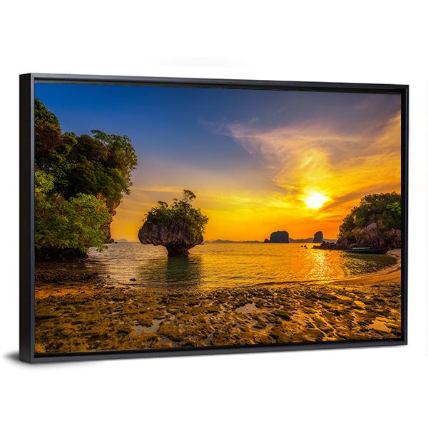 Sunset Over Ko Hong Island Canvas Wall Art-3 Horizontal-Gallery Wrap-25" x 16"-Tiaracle