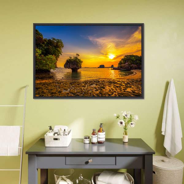 Sunset Over Ko Hong Island Canvas Wall Art-1 Piece-Floating Frame-24" x 16"-Tiaracle