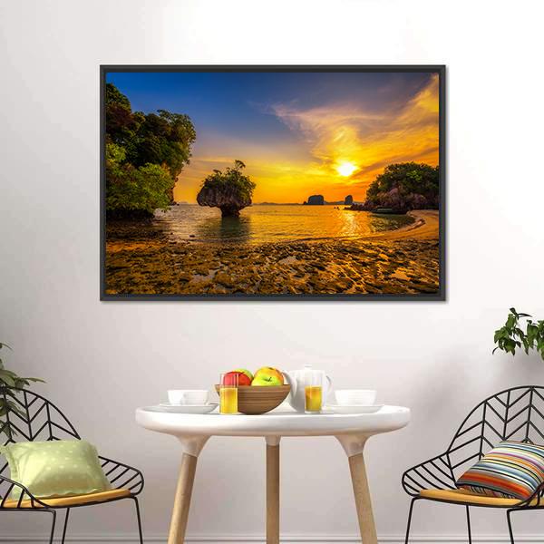 Sunset Over Ko Hong Island Canvas Wall Art-3 Horizontal-Gallery Wrap-25" x 16"-Tiaracle