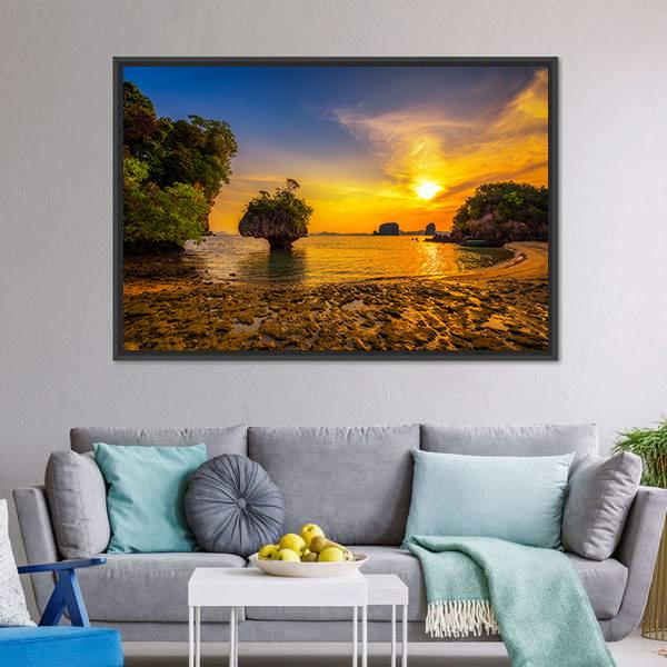 Sunset Over Ko Hong Island Canvas Wall Art-3 Horizontal-Gallery Wrap-25" x 16"-Tiaracle