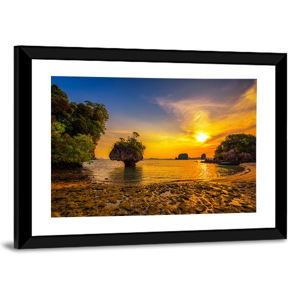 Sunset Over Ko Hong Island Canvas Wall Art-3 Horizontal-Gallery Wrap-25" x 16"-Tiaracle
