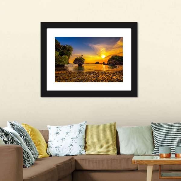 Sunset Over Ko Hong Island Canvas Wall Art-3 Horizontal-Gallery Wrap-25" x 16"-Tiaracle
