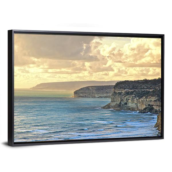Sunset Over Kourion Coast Mediterranean Cyprus Canvas Wall Art-3 Horizontal-Gallery Wrap-25" x 16"-Tiaracle