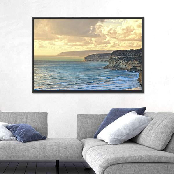 Sunset Over Kourion Coast Mediterranean Cyprus Canvas Wall Art-3 Horizontal-Gallery Wrap-25" x 16"-Tiaracle