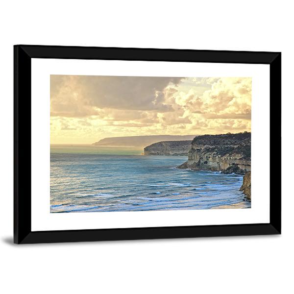 Sunset Over Kourion Coast Mediterranean Cyprus Canvas Wall Art-3 Horizontal-Gallery Wrap-25" x 16"-Tiaracle