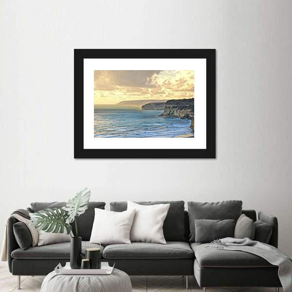 Sunset Over Kourion Coast Mediterranean Cyprus Canvas Wall Art-3 Horizontal-Gallery Wrap-25" x 16"-Tiaracle