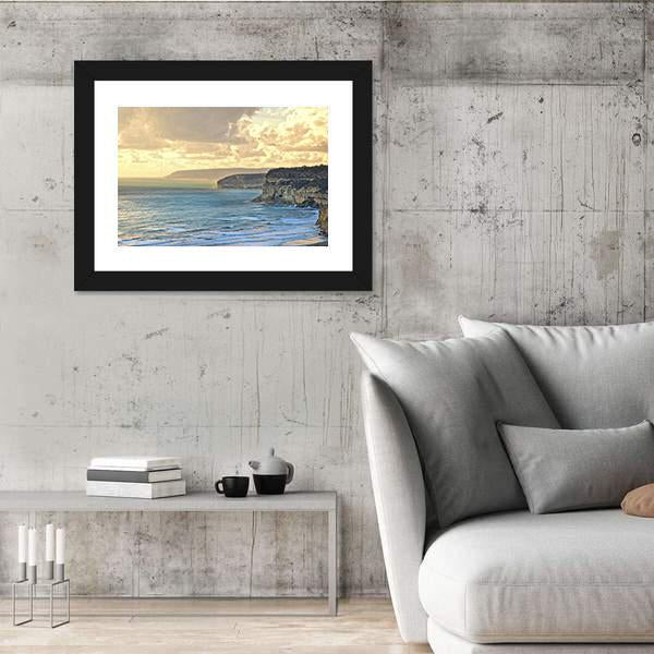 Sunset Over Kourion Coast Mediterranean Cyprus Canvas Wall Art-3 Horizontal-Gallery Wrap-25" x 16"-Tiaracle