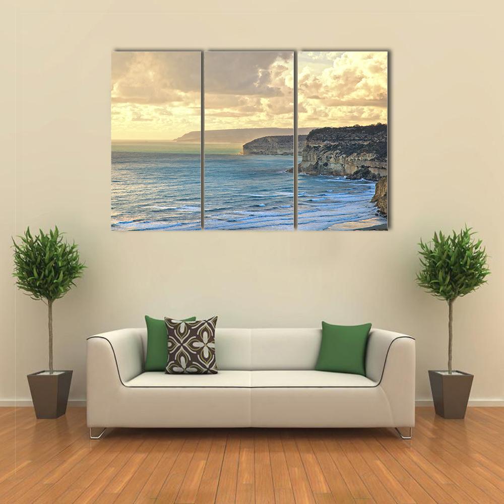 Sunset Over Kourion Coast Mediterranean Cyprus Canvas Wall Art-3 Horizontal-Gallery Wrap-37" x 24"-Tiaracle