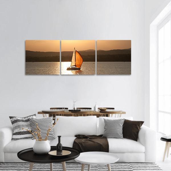 Sunset Over Lake Balaton Hungary Panoramic Canvas Wall Art-3 Piece-25" x 08"-Tiaracle