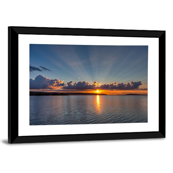 Sunset Over Lake Canvas Wall Art-3 Horizontal-Gallery Wrap-25" x 16"-Tiaracle