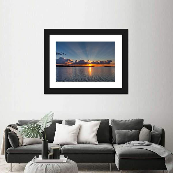 Sunset Over Lake Canvas Wall Art-3 Horizontal-Gallery Wrap-25" x 16"-Tiaracle