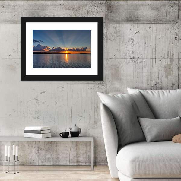 Sunset Over Lake Canvas Wall Art-3 Horizontal-Gallery Wrap-25" x 16"-Tiaracle