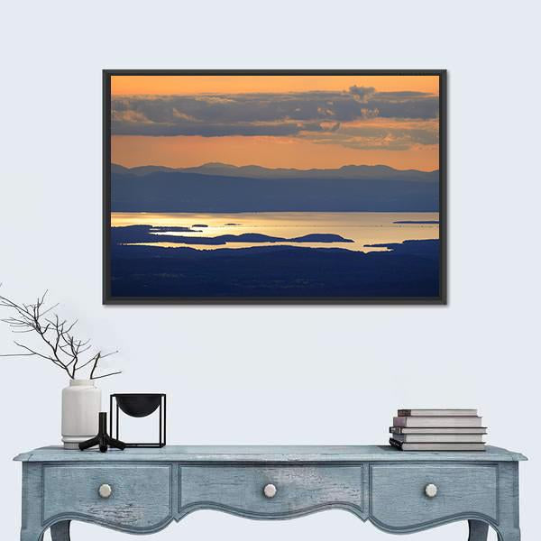 Sunset Over Lake Champlain Canvas Wall Art-3 Horizontal-Gallery Wrap-25" x 16"-Tiaracle