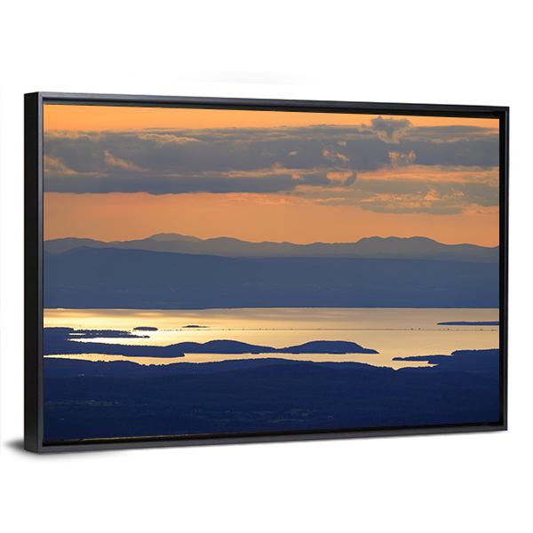 Sunset Over Lake Champlain Canvas Wall Art-3 Horizontal-Gallery Wrap-25&quot; x 16&quot;-Tiaracle
