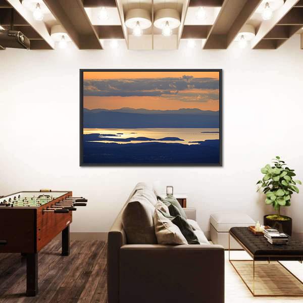 Sunset Over Lake Champlain Canvas Wall Art-3 Horizontal-Gallery Wrap-25&quot; x 16&quot;-Tiaracle