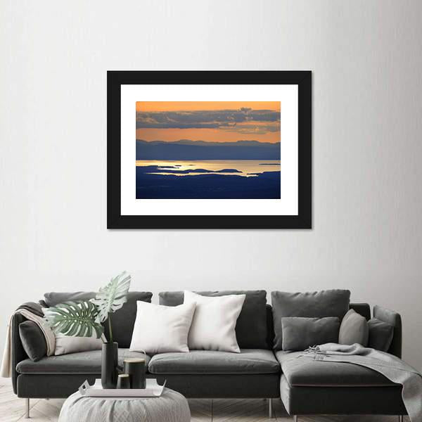 Sunset Over Lake Champlain Canvas Wall Art-1 Piece-Framed Print-20" x 16"-Tiaracle