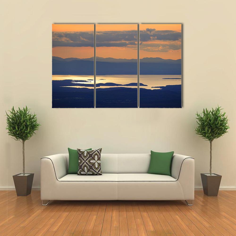 Sunset Over Lake Champlain Canvas Wall Art-5 Pop-Gallery Wrap-47" x 32"-Tiaracle