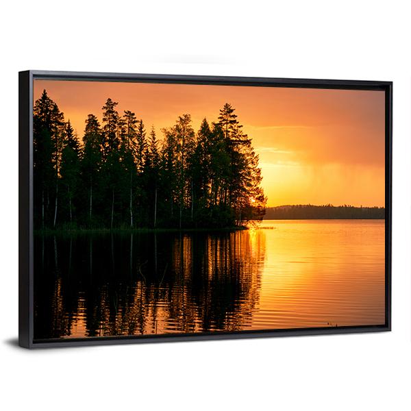 Sunset Over Lake Finland Canvas Wall Art-3 Horizontal-Gallery Wrap-25" x 16"-Tiaracle