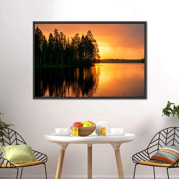 Sunset Over Lake Finland Canvas Wall Art-3 Horizontal-Gallery Wrap-25" x 16"-Tiaracle