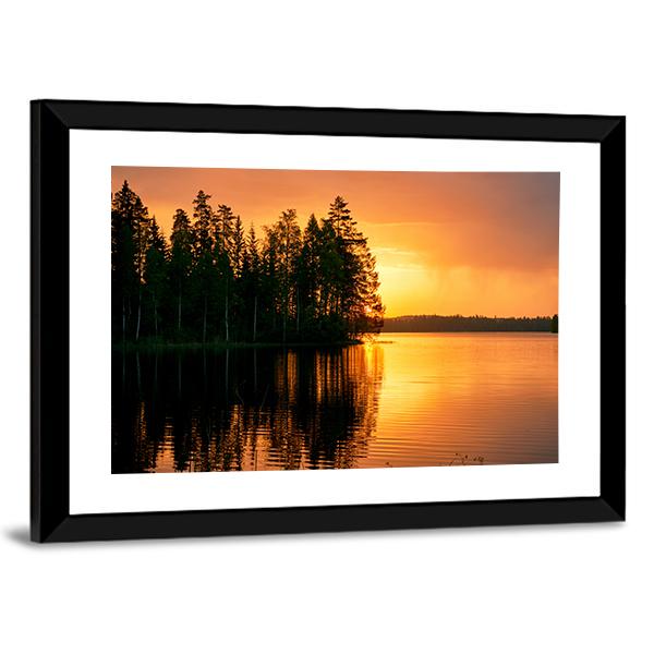 Sunset Over Lake Finland Canvas Wall Art-3 Horizontal-Gallery Wrap-25" x 16"-Tiaracle