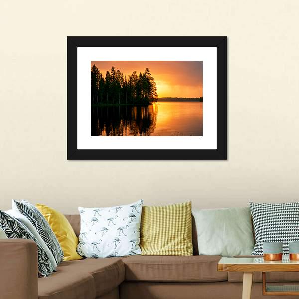 Sunset Over Lake Finland Canvas Wall Art-3 Horizontal-Gallery Wrap-25" x 16"-Tiaracle