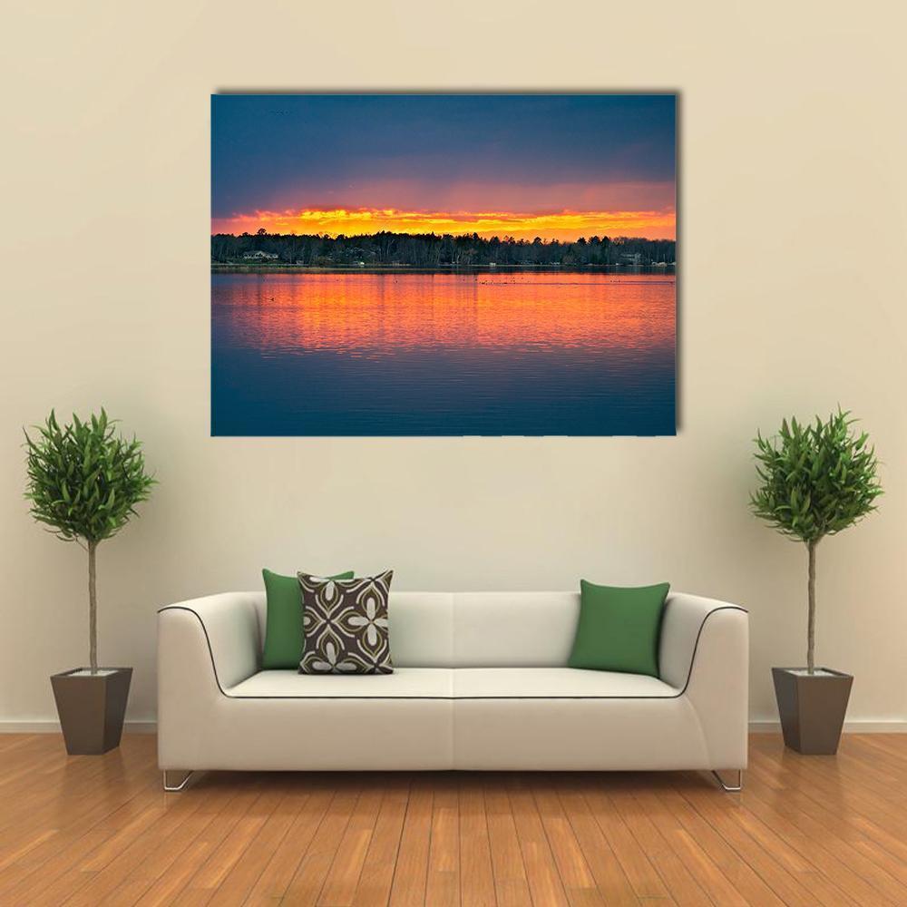 Sunset Over Lake In Bemidji Canvas Wall Art-1 Piece-Gallery Wrap-48" x 32"-Tiaracle