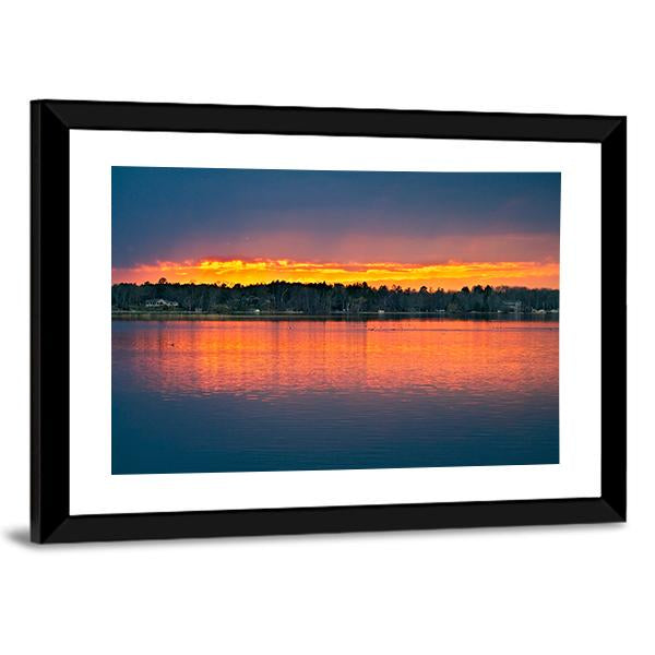 Sunset over Lake in Bemidji Panoramic Canvas Wall Art-1 Piece-36" x 12"-Tiaracle