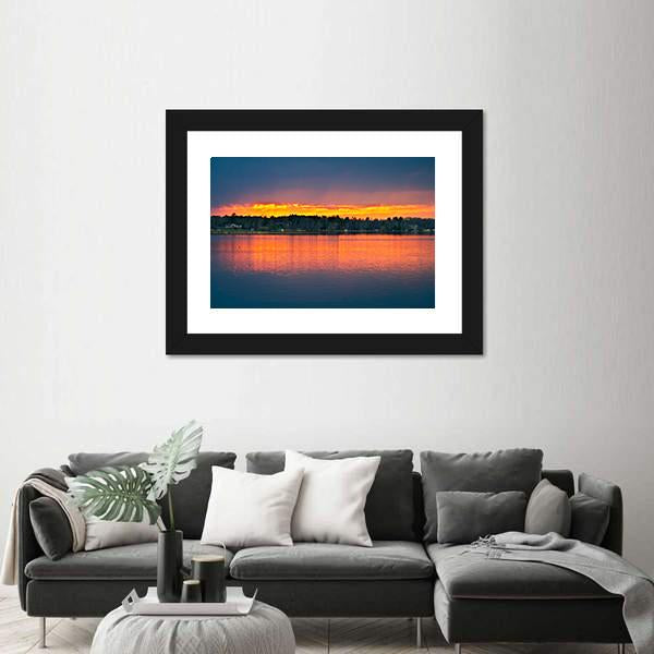 Sunset over Lake in Bemidji Panoramic Canvas Wall Art-1 Piece-36" x 12"-Tiaracle
