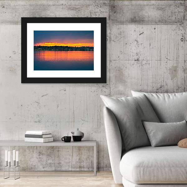 Sunset over Lake in Bemidji Panoramic Canvas Wall Art-1 Piece-36" x 12"-Tiaracle