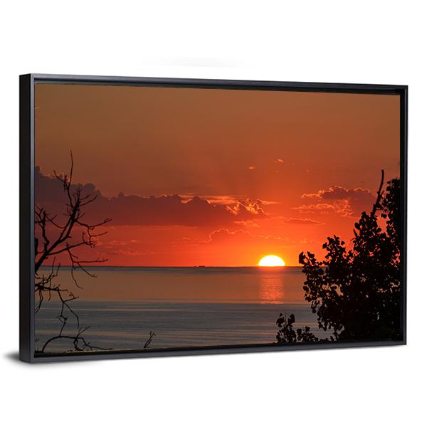 Sunset Over Lake Michigan Canvas Wall Art-3 Horizontal-Gallery Wrap-25" x 16"-Tiaracle