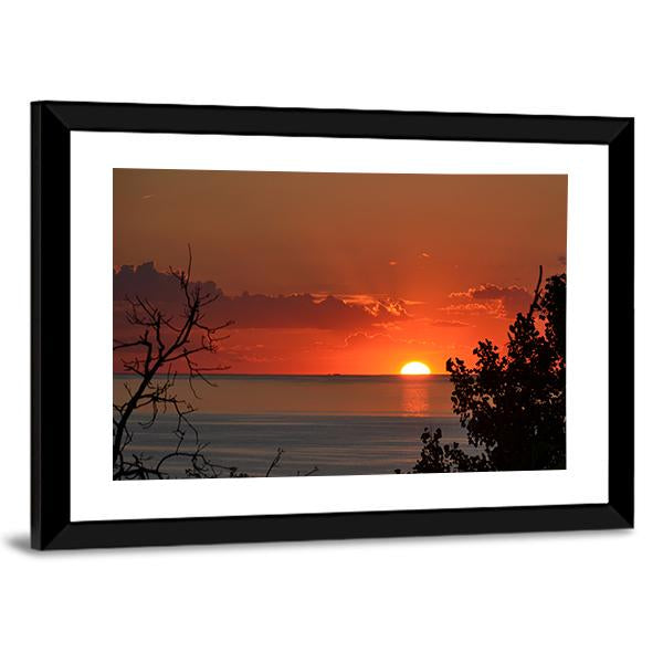 Sunset Over Lake Michigan Canvas Wall Art-3 Horizontal-Gallery Wrap-25" x 16"-Tiaracle