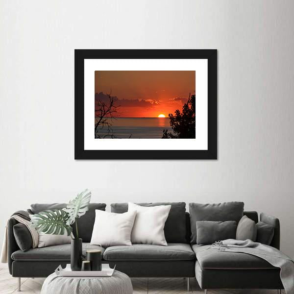 Sunset Over Lake Michigan Canvas Wall Art-3 Horizontal-Gallery Wrap-25" x 16"-Tiaracle