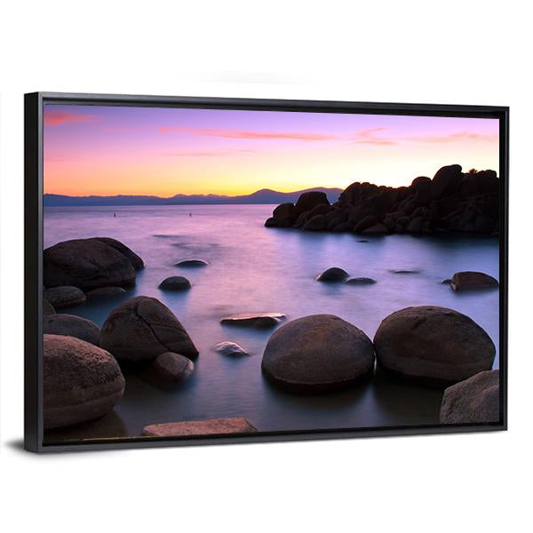 Sunset Over Lake Tahoe Canvas Wall Art-3 Horizontal-Gallery Wrap-25" x 16"-Tiaracle
