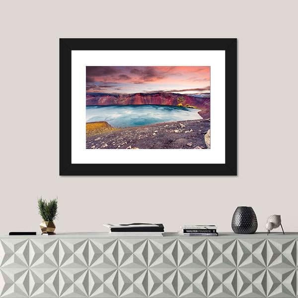 Sunset Over Ljotipollur Lake Canvas Wall Art-1 Piece-Framed Print-20" x 16"-Tiaracle