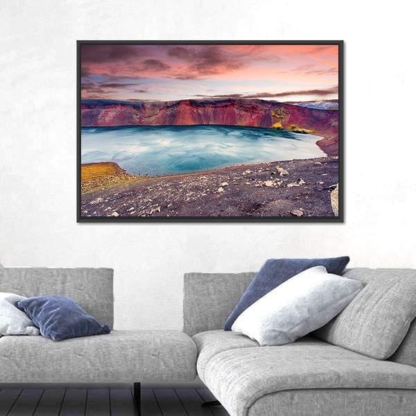 Sunset Over Ljotipollur Lake Canvas Wall Art-3 Horizontal-Gallery Wrap-25" x 16"-Tiaracle