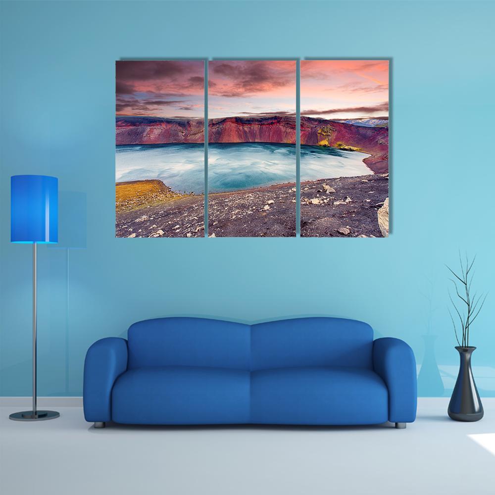 Sunset Over Ljotipollur Lake Canvas Wall Art-3 Horizontal-Gallery Wrap-37" x 24"-Tiaracle