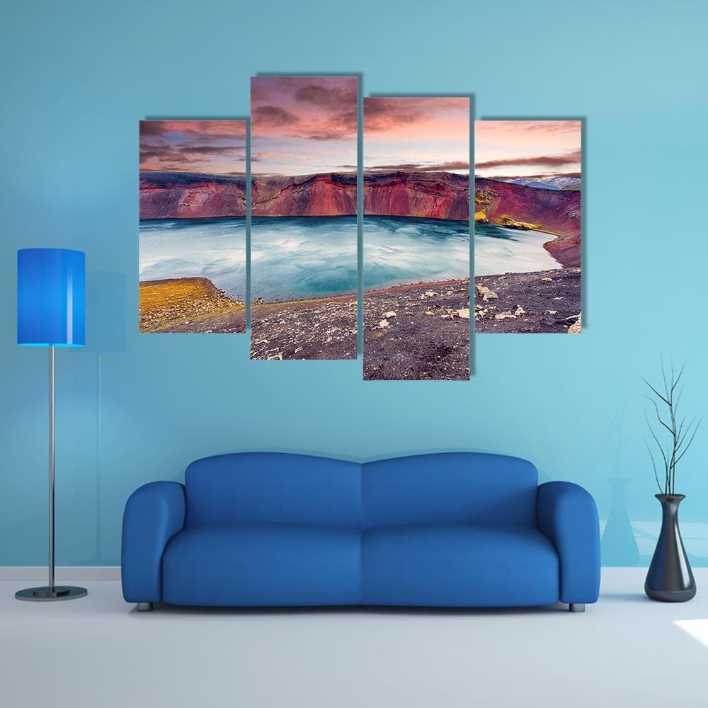 Sunset Over Ljotipollur Lake Canvas Wall Art-4 Pop-Gallery Wrap-50" x 32"-Tiaracle