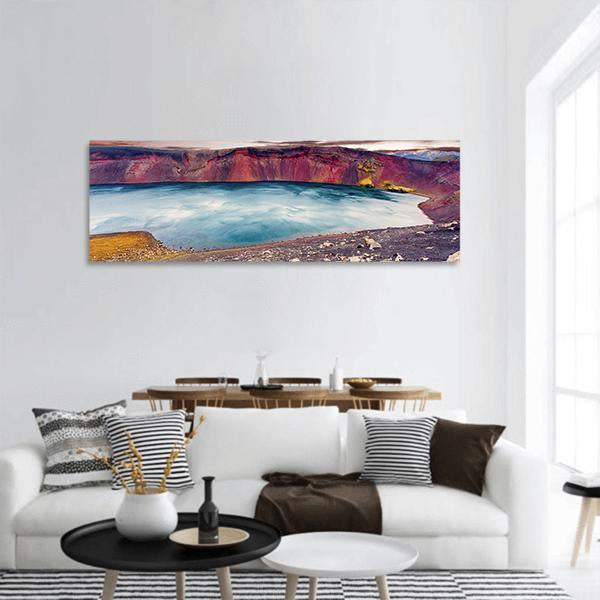 Sunset Over Ljotipollur Lake Panoramic Canvas Wall Art-1 Piece-36" x 12"-Tiaracle