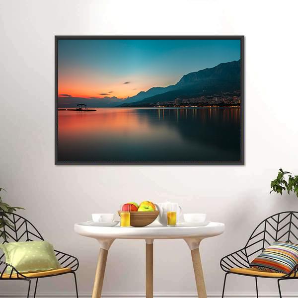 Sunset Over Makarska Riviera Canvas Wall Art-3 Horizontal-Gallery Wrap-25" x 16"-Tiaracle