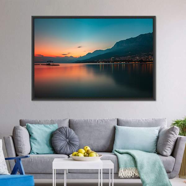 Sunset Over Makarska Riviera Canvas Wall Art-3 Horizontal-Gallery Wrap-25" x 16"-Tiaracle