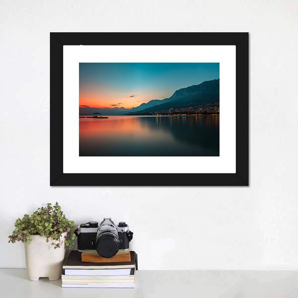 Sunset Over Makarska Riviera Canvas Wall Art-1 Piece-Framed Print-20" x 16"-Tiaracle